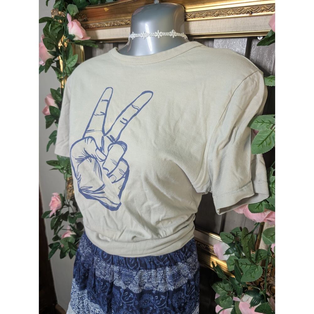 Madewell Walker Noble Studios Peace Sign Graphic Tee Womens Small Cream